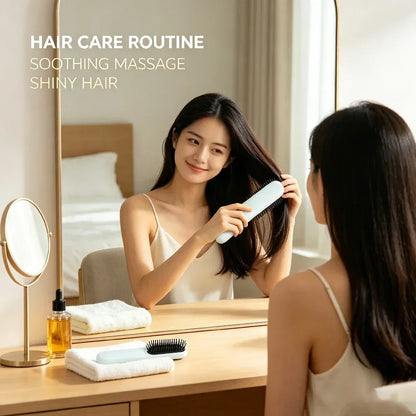 Steam Electric Hair Straightening Brush, Air Cushion Spray Massage Detangler Comb for Frizzy Damaged Hair Styling & Care