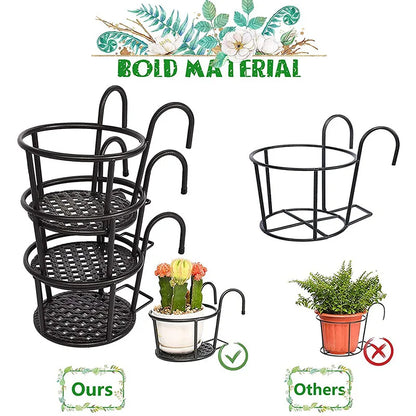 Balcony Iron Hanging Flower Rack Railing Plant Pot Holder Indoor Succulent Pothos Storage Display Stand Home Garden Decor