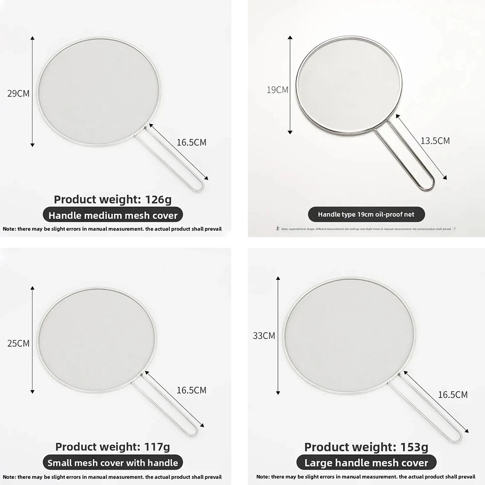 Stainless Steel Splatter Screen Oil-Proofing Lid with Spill-proof Feature Frying Pan Cover Cooking Tool Mesh Pot Lid Cover