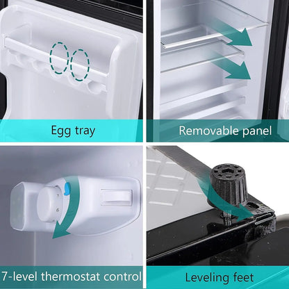 3.5Cu.Ft Compact Refrigerator Mini Fridge with Freezer, Small Compact Refrigerator with 2 Door, 7 Level Thermostat Removable Shelves for Kitchen, Dorm, Apartment, Bar, Office, Silver