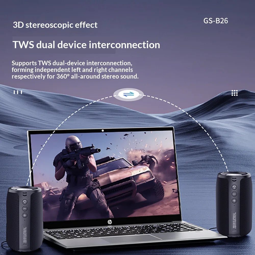 Bluetooth Speaker 10W Super Bass TWS Stereo Waterproof Portable Wireless Speaker Outdoor Party for Phone PC