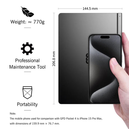 GPD Pocket4 Latest AMD AI 9 HX 370/8840U 64GB 2TB NVMe 8.8 Inch 144Hz 2in1 Laptop Tablet Palm Size MiniPC 2026 Hot Sale