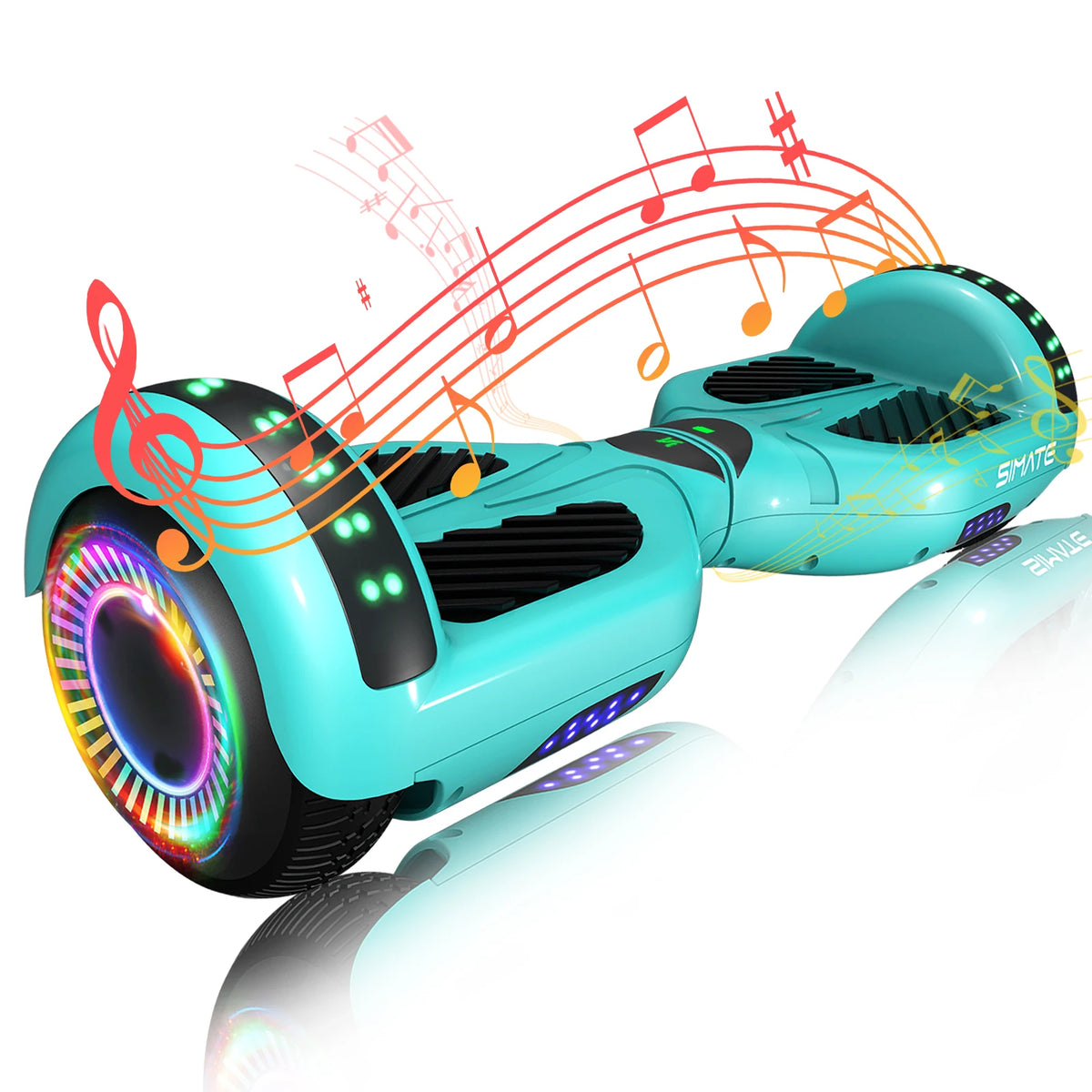 SIMATE P6 Hoverboard, 6.5" Self Balancing Scooter, All Terrain Hover Boards with Bluetooth, APP Control and LED Lights for Kids Adults