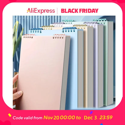 A5 Refillable Spiral Notebook - Top Coil Binding Lined Journal, Removable Tearable Pages for Notes, Planner Notepad for Office School, Cute Stationery Gift for Women