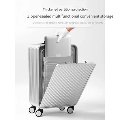Full Aluminum‑Magnesium Alloy Front Side Opening 10‑90 Split Deep Storage Trolley Luggage Travel Suitcase 20 Inch Carry‑on 24 In