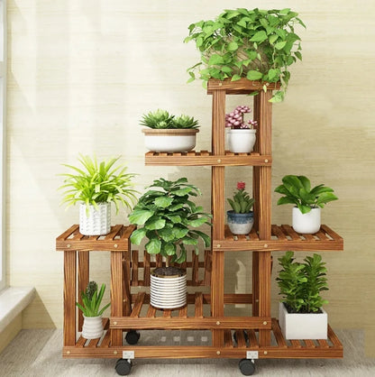 6 Tier Wood Plant Stand Plant Holder Display Rack Ladder Storage Rack Plant Shelf for Living Room Balcony Garden Patio