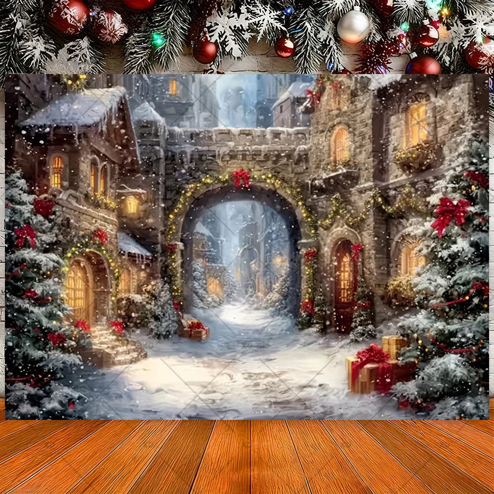 Winter Christmas Candy Vine Arch Theme Banner Background, Children's Birthday Party, Home Decoration Photography Backdrop Cloth