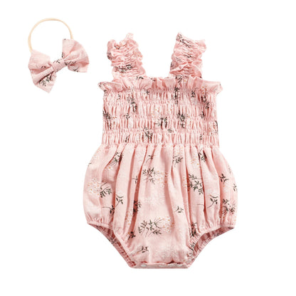 ma&baby 0-24M Baby Girl Romper Newborn Infant Jumpsuit  Floral Print Sleeveless Clothing Headband Summer Outfits