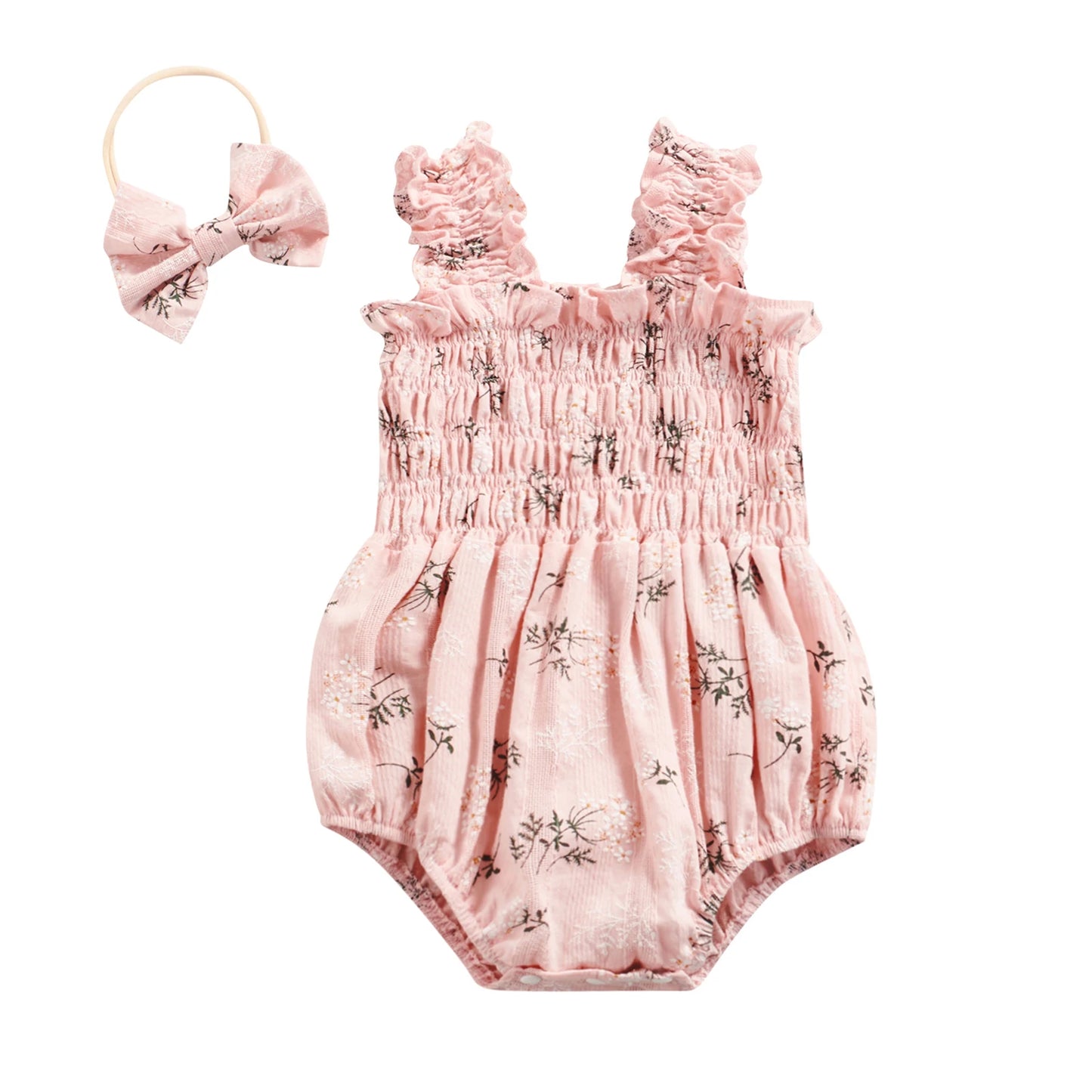 ma&baby 0-24M Baby Girl Romper Newborn Infant Jumpsuit  Floral Print Sleeveless Clothing Headband Summer Outfits