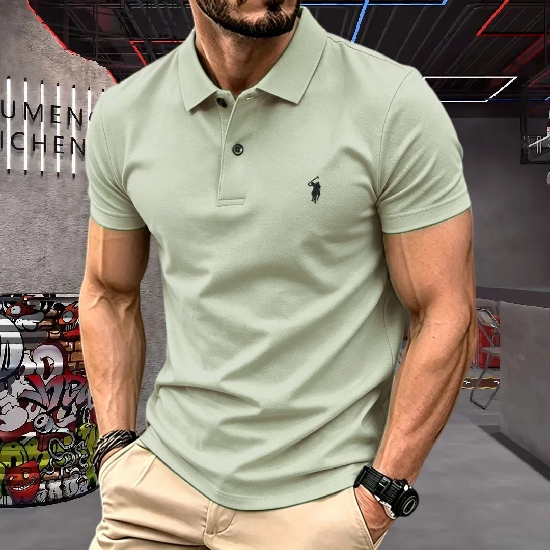 100% pure cotton high-end brand men's short sleeve polo shirt 2026 summer luxury fashion pony embroidery golf top casual T-shirt