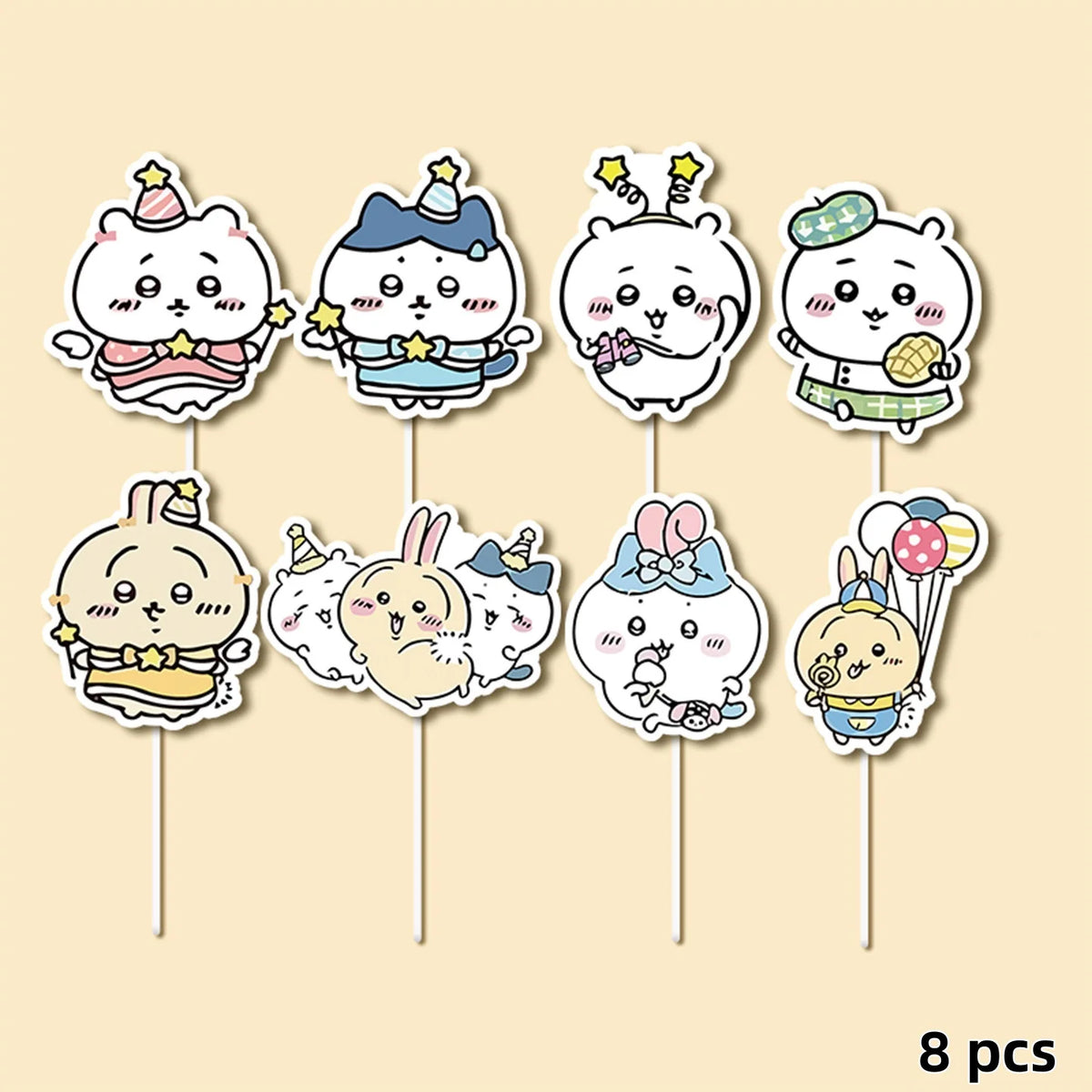 Chiikawa Anime Cake Toppers Set,Cute Kawaii Character Cupcake Picks Decorations for Kids Birthday Back to School Party