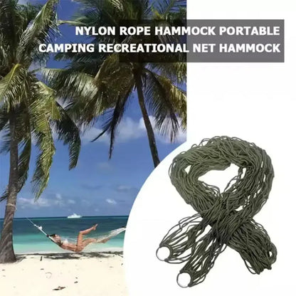 Outdoor Gear - Thickened Mesh Camping Hammock, Nylon Rope Single-Person Mesh Hammock