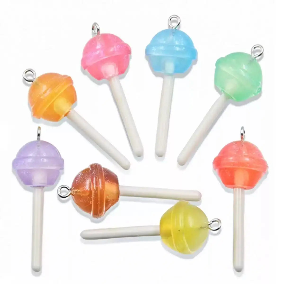 10pcs Cute Lollipops Pretend Play Food Pendants Crafts DIY Handmade Jewelry for Earring Necklace Keychain
