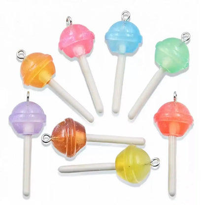 10pcs Cute Lollipops Pretend Play Food Pendants Crafts DIY Handmade Jewelry for Earring Necklace Keychain