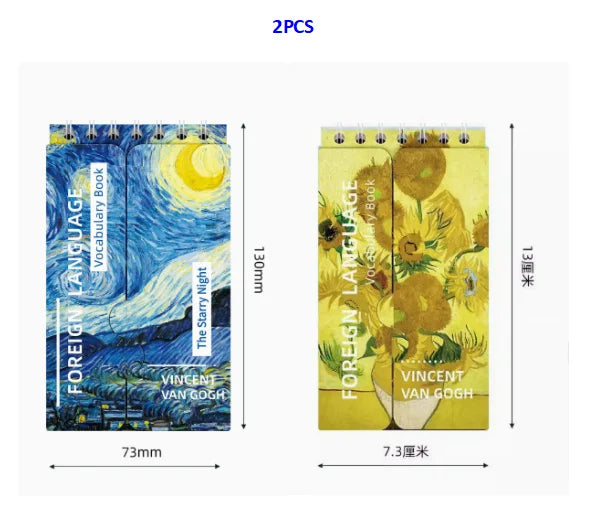 Portable Mini Notebook Japanese Famous Painting Pocket Spiral Notebook Languages Learning Word Book for School Stationery