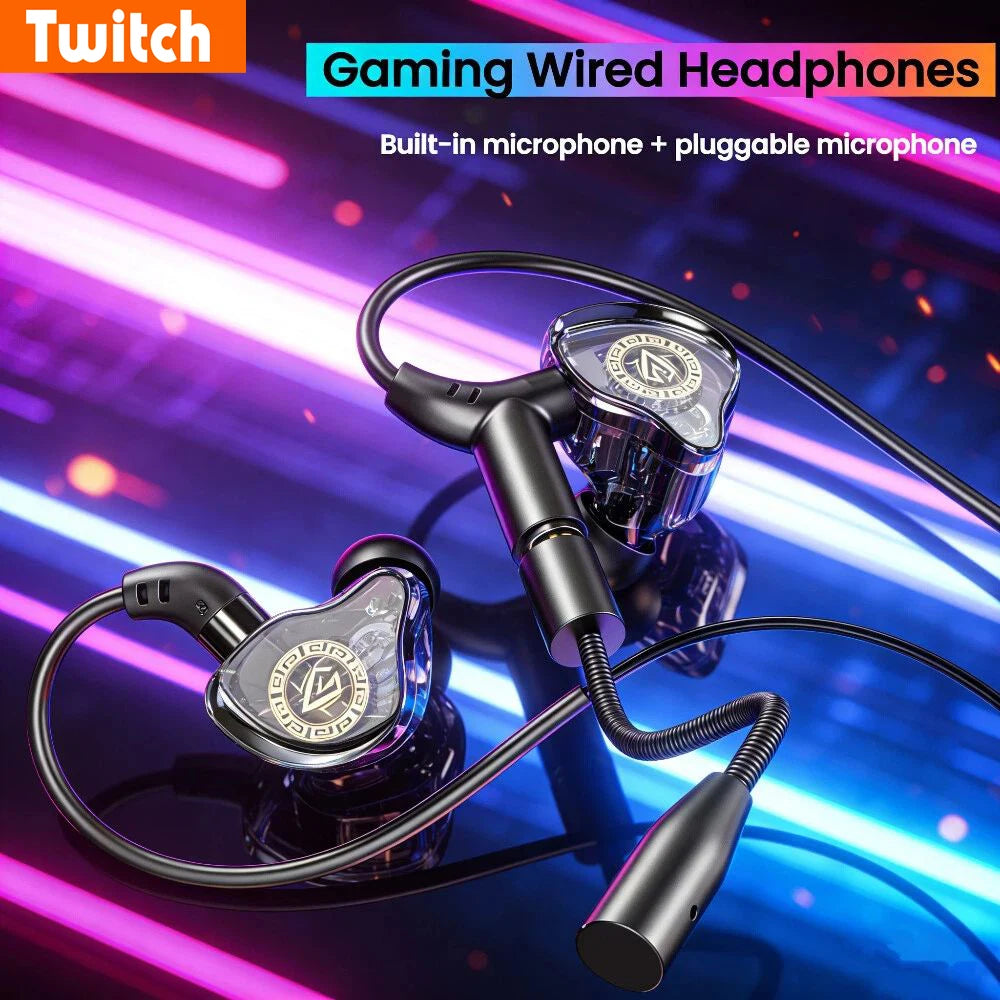 Gaming Wired Headphones 3.5mm/Type C Earphones With Microphone 360° Sound HiFi Stereo Headsets Sport Headphone For Phone in Ear