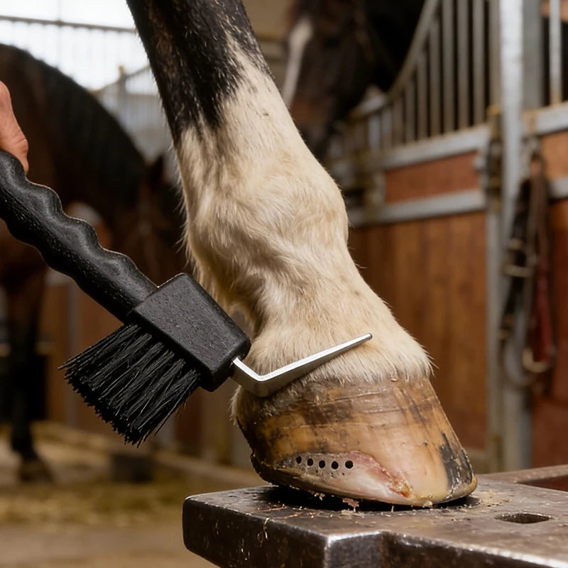 2 Pcs Horse Hoof Pick with Brush Non-Slip Handle Horse Hoof Cleaner Tool Equestrian Grooming Supplies 3 Colors Available