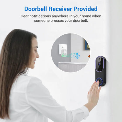 Smart Wireless Video Doorbell Camera AI Human Detection Night Vision Cloud Storage Battery Powered Indoor Outdoor Home Security Surveillance