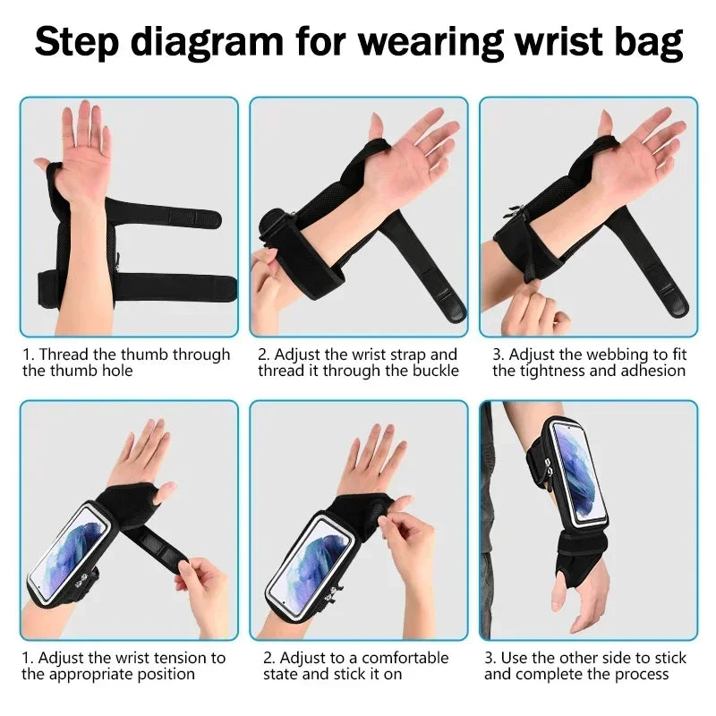 HAISSKY Running Sports Wristband Bags For iPhone 17 16 Pro Max 15 Plus 16E 17Air 14 13 Touch Screen Cycling Fitness Zipper Pouch