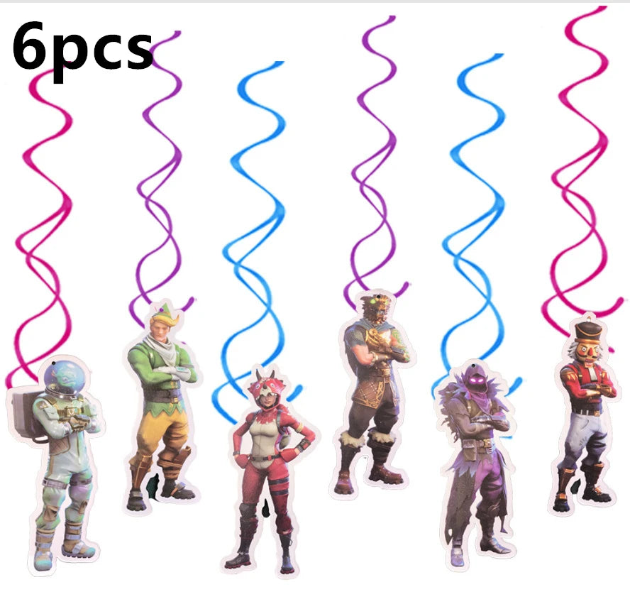 Fortnite Balloons Happy Birthday Banner Shooting Game Party Decoration Alpaca Llama Disposable Tableware Background Cake Topper