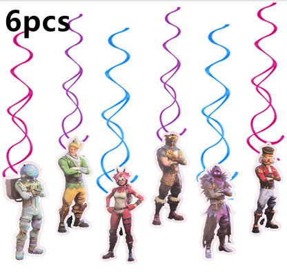 Fortnite Balloons Happy Birthday Banner Shooting Game Party Decoration Alpaca Llama Disposable Tableware Background Cake Topper