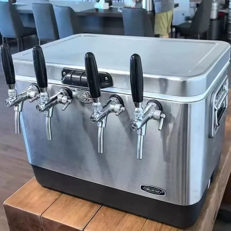 4Tap 50L Portable Jockey Box SS304 Beer Cooler Outdoor Draft Beer Dispenser Insulated Cooling Box Ice Cold 2Tap
