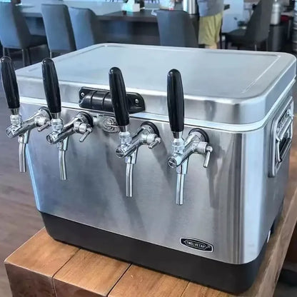 4Tap 50L Portable Jockey Box SS304 Beer Cooler Outdoor Draft Beer Dispenser Insulated Cooling Box Ice Cold 2Tap