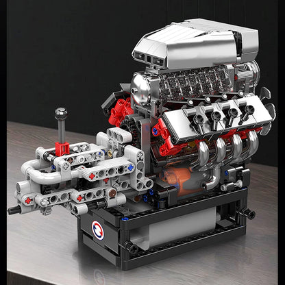 Mould King 10225 Technical Engine Toys The Motorized V8 Car Engine Building Block Assembly Engine Brick Set Kids Christmas Gift