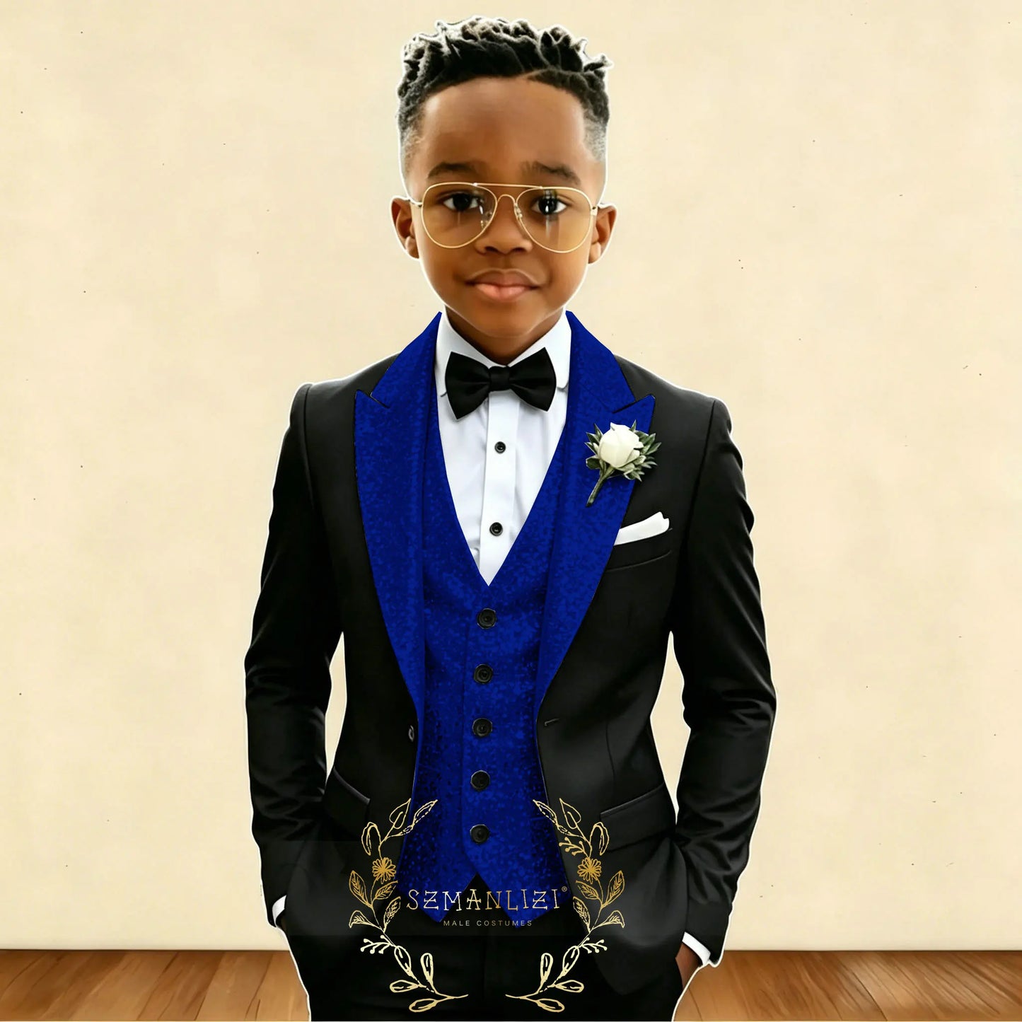 Black And Gold Sequin Boy's Suit Attire Peaked Lapel Children Wedding Party Tuxedos 3 Pieces Sets costume garçon cérémonie 2026