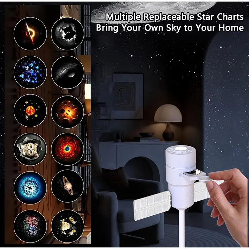 Satellite Shaped HD Star Projector & night light Plug and Play HD Dynamic Galaxy Projectors LED Night Light for Bedroom Ceiling