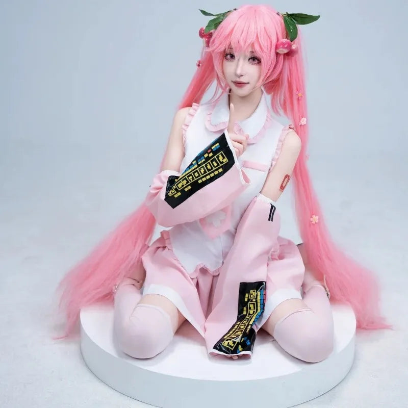 Miku Cosplay Costume Green Ponytail Wig Anime Virtual Singer Role Playing Uniform Girl Party Comic Con Outfits Tops Skirt Props