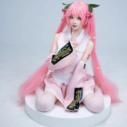 Miku Cosplay Costume Green Ponytail Wig Anime Virtual Singer Role Playing Uniform Girl Party Comic Con Outfits Tops Skirt Props