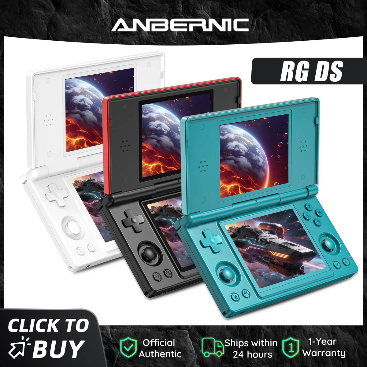 Anbernic RG DS Dual 4.0” IPS Screen Video Game Console Android 14 Support Dual Application On Split Screens & Hall-Switch Chip