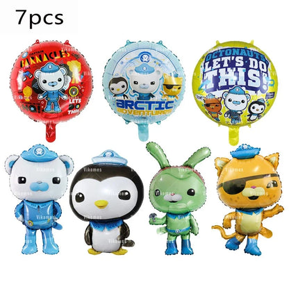 The Octonautsed Party Decoration Bear Cat Penguin Latex Ballons Captain Sea Animal Foil Balloons Happy Birthday Banner Kids Toy
