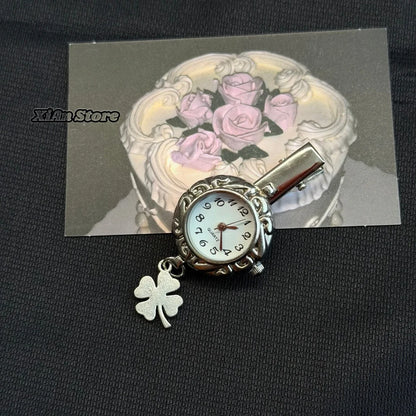 Original Hollow Heart Pocket Watch Chain Keychain Design Steampunk Clock Vintage Necklace Pendant Jewelry Watch Men Women Gift