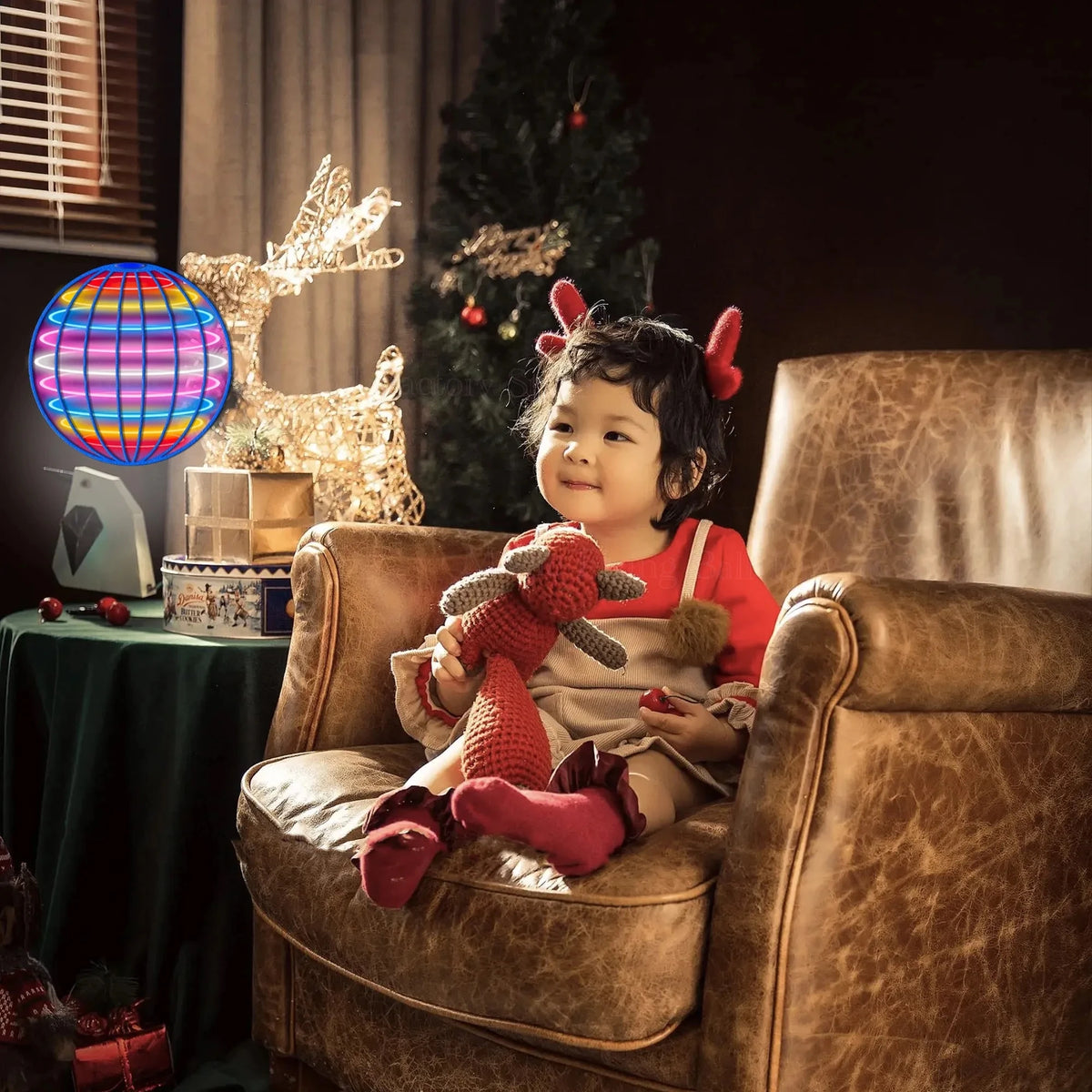 Automatic LED Color Flying Ball Boomerang Anti-Gravity Suspension Tech Magic Ball Gyroscopic Toy for Kids Black