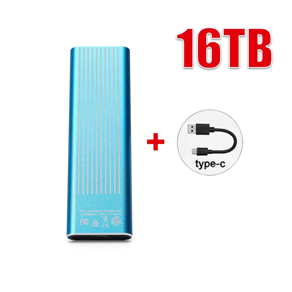 High Speed External Portable SSD 6TB 12TB Plug and Play Mobile Hard Drive Compatible with Windows IOS Android DevicesHigh Speed