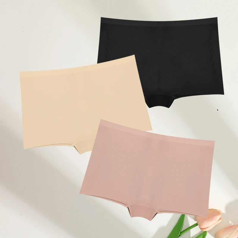 FINETOO 3pc Seamless Soft Boyshort Women's Panties Sexy Breathable Invisible Underwear Female Soild Comfortable Stretch Lingerie