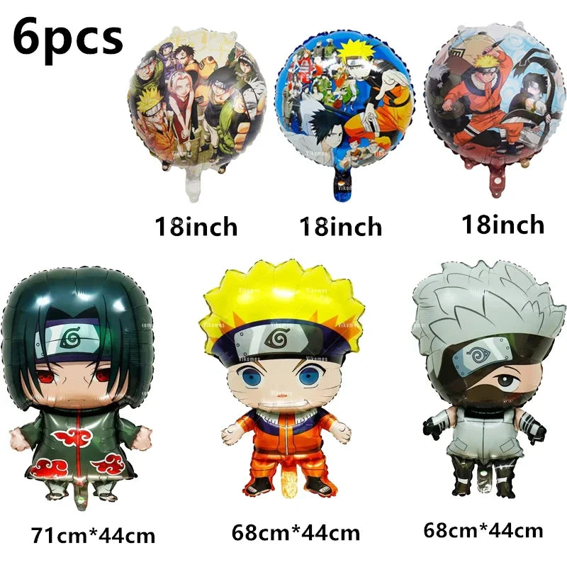 Naruto Kakashi Balloons Uchiha Sasuke Ballons Happy Birthday Banner Party Decoration Kids Toy Cake Topper Disposable Tableware