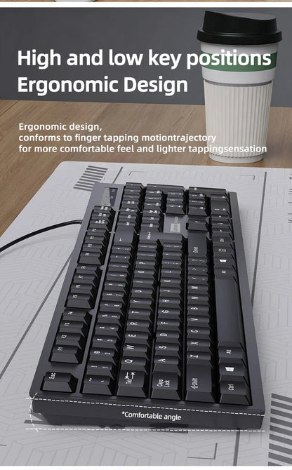 Lenovo Wired Keyboard And Mouse Set Splash-Proof for Home And Business Office Use Compatible with Desktops And Laptops 104 Keys