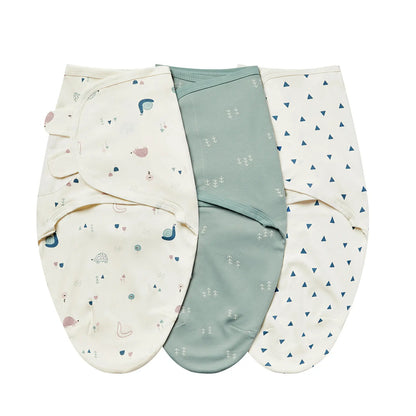 3Pcs Cute Newborn Baby Blankets Swaddles Set 100%Cotton Boys Girls Adjustable Swaddle Infant Swaddle for 0-6 Month