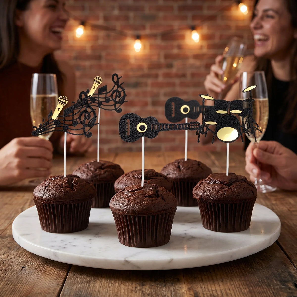 32 Pcs Music Party Decoration Kit Instrument Cake Decorations Cupcake Decorating Accents Note Instruments Musical Birthday