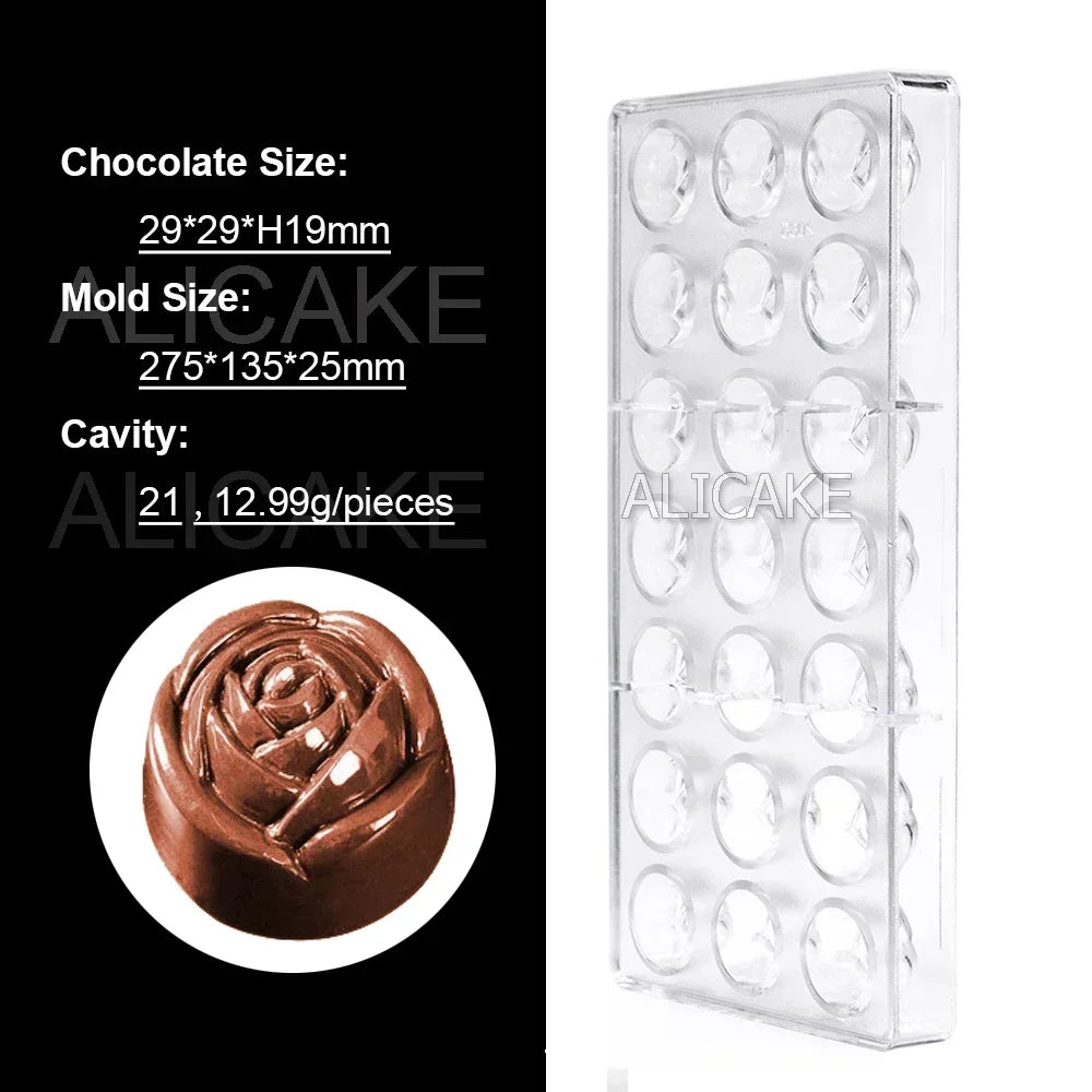 1Pcs Chocolate Molds Polycarbonate Candy Flowers Cube Oval Shape Confectionery Pans Trays Acrylic Baking Utensils Pastry Mould