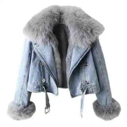Women Cropped Denim Jacket Leopard Print Vintage Regular Fit Spring Autumn Winter Summer Acid Washed Organic Cotton Eco-Friendly