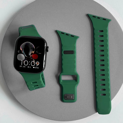 Silicone Sport Band for Apple Watch Ultra 3/2 49mm 42 44 38 40 41mm Two Tone Adjustable Strap for Iwatch S11 10 9 8 7 6 SE3 Belt