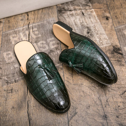 Men's Black Half Shoes For Men Leather Loafers Shoes Man Mules Casual Shoes Male Footwear Fashion Social Mocassins Summer 2023