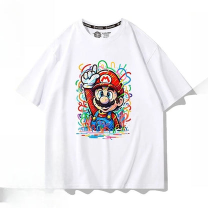 Oversized Kids Cotton T-shirt Super Mario Bros Cartoon Graphic Tees Boys Girls Harajuku Short Sleeve Casual Tops Toddler Clothes