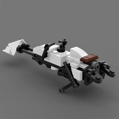 Iconic Sci-Fi Speeder Bike MOC Building Blocks Set - White Futuristic Hover Vehicle Replica
