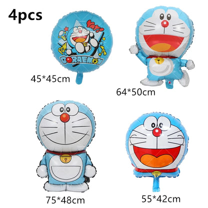 Doraemoned Balloons Cartoon Blue Jingle Cat Party Decoration Supplies Happy Birthday Banner Disposable Tableware Kid Cake Topper