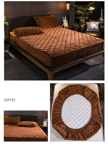 Plush thickened quilted mattress cover warm and soft crystal cotton sheet quilted mattress cover does not include Pillowcase